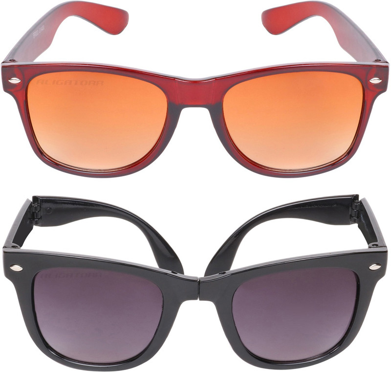 Aligatorr Wayfarer Sunglasses(Golden, Black)