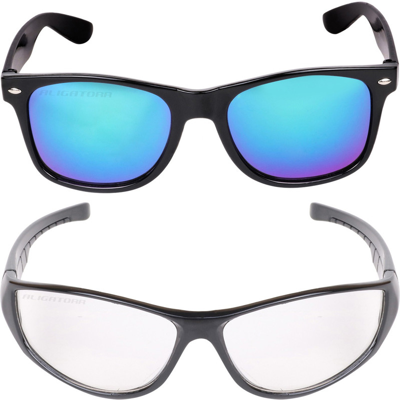 Aligatorr Wayfarer, Retro Square Sunglasses(Blue, Clear)