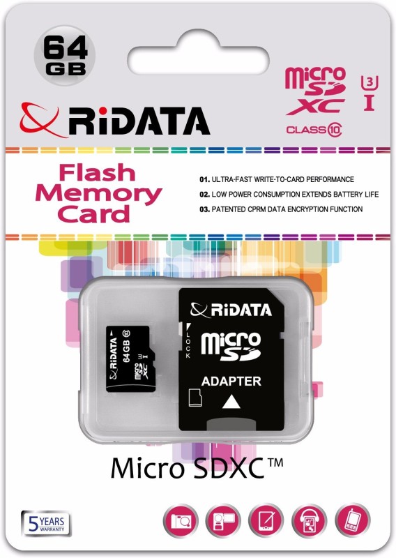 RiDATA MSD 64GB Class 10 U3 64 GB SDXC Class 10 98 MB/s  Memory Card(With Adapter) RS.699 (72.00% Off) - Flipkart