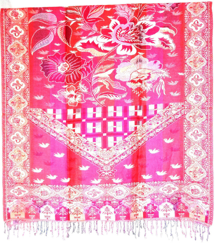 kashmiri shawl Pure Wool, Cotton Blend Self Design, Embroidered Women Shawl(Maroon, Red)