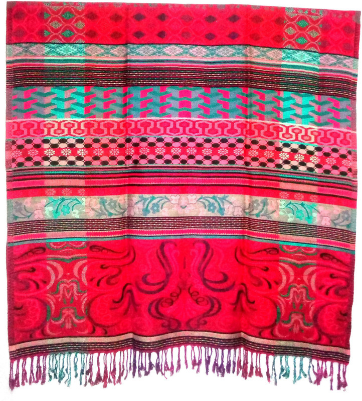 kashmiri shawl Pure Wool, Cotton Blend Self Design, Embroidered Women Shawl(Multicolor)