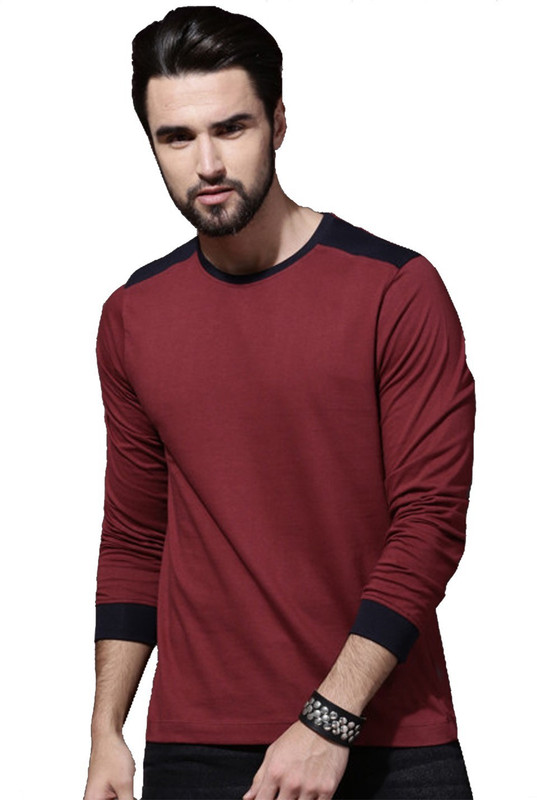 stylepick Solid Men Round Neck Maroon T-Shirt