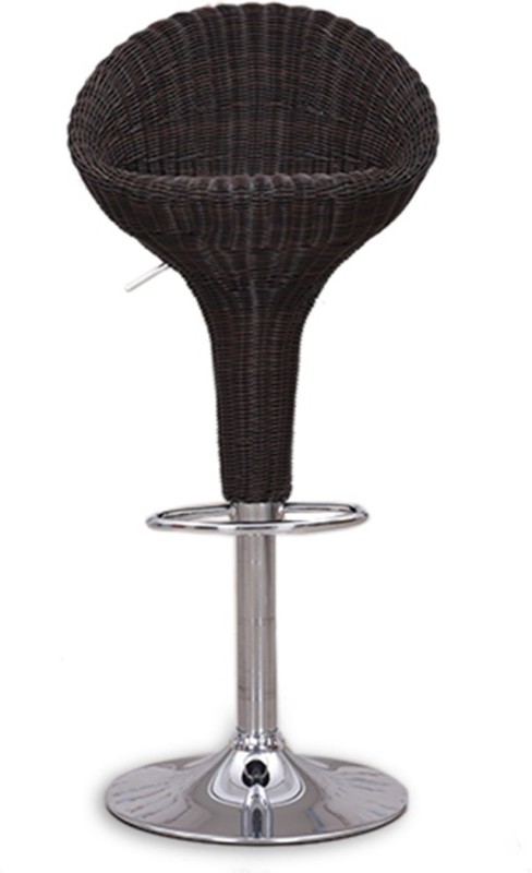 RoyalOak rattan Natural Fiber Bar Stool(Finish Color - Black)