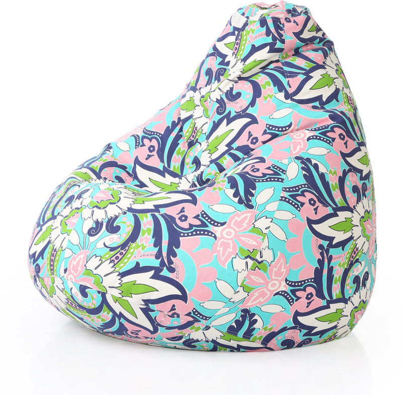 Style Homez XXXL Classic Cotton Canvas Floral Printed Bean Bag XXXL Size with Bean Refill Fillers Bean Bag  With Bean Filling(Multicolor)
