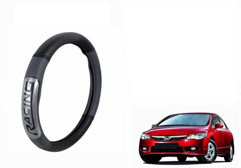 CARIZO Steering Cover For Honda Civic(Black, Grey, Leather)