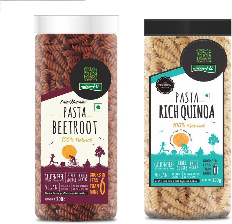 NutraHi Beetroot Gluten free pasta + Rich Quinoa Gluten free pasta (Combo) Pasta(Pack of 2, 400 g)