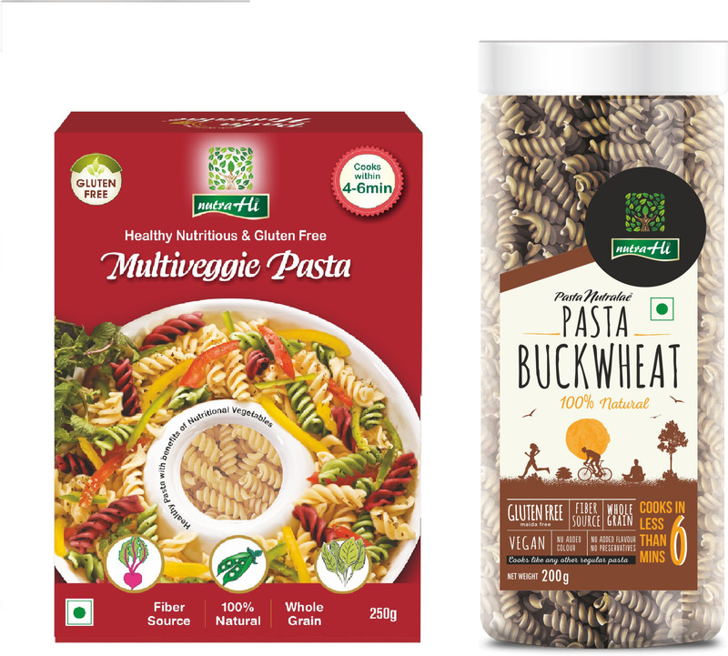 NutraHi Multiveggie Gluten free pasta + Buckwheat Gluten free pasta (Combo) Pasta(Pack of 2, 450 g)