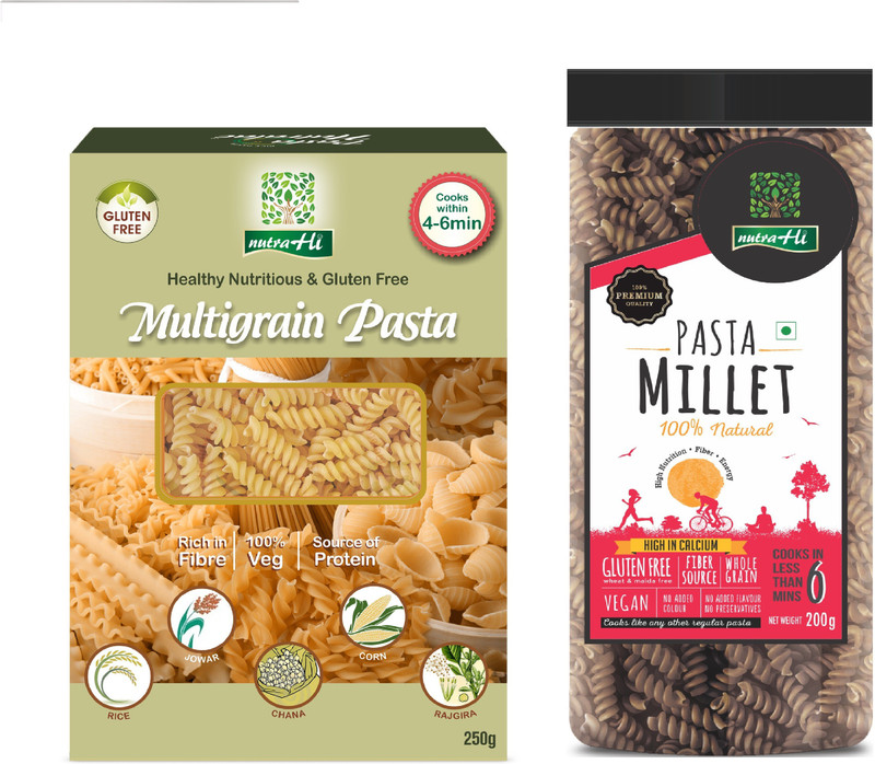 NutraHi Multigrain Gluten free pasta + Millet Gluten free pasta(Combo) Pasta(Pack of 2, 450 g)