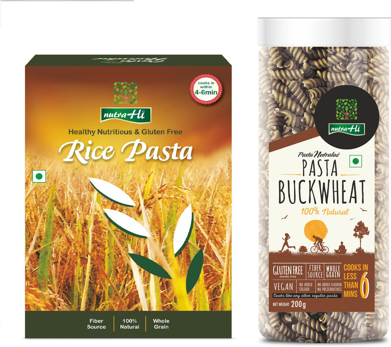 NutraHi Rice Gluten free pasta + Buckwheat Gluten free pasta(Combo) Pasta(Pack of 2, 450 g)