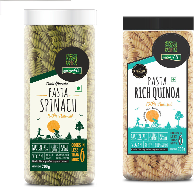 NutraHi Spinach Gluten free pasta + Rich Quinoa Gluten free pasta (Combo) Pasta(Pack of 2, 400 g)