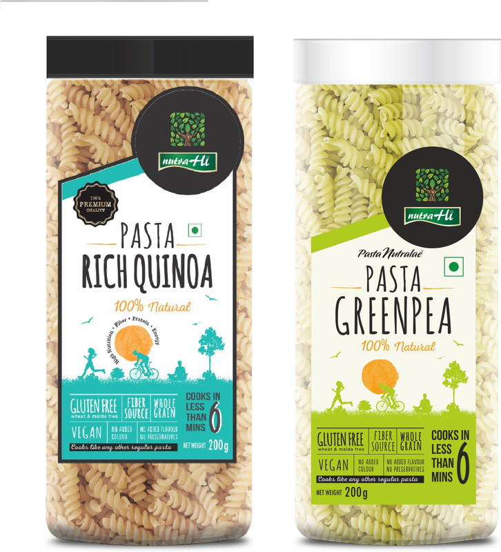 NutraHi Rich Quinoa Gluten free pasta + Green Pea Gluten free pasta (Combo) Pasta(Pack of 2, 400 g)