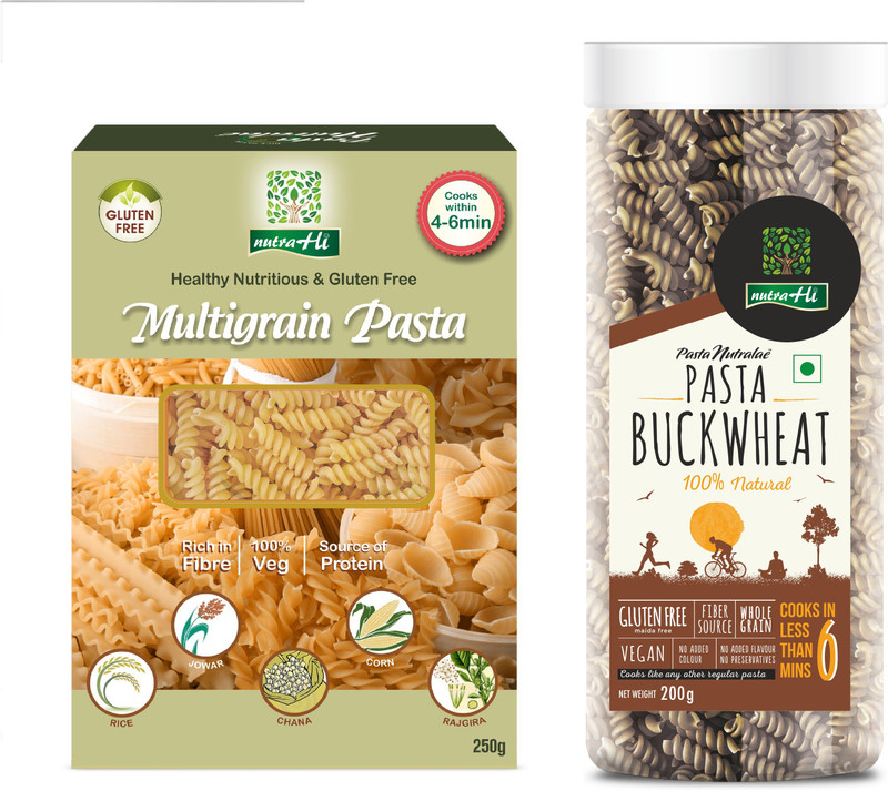 NutraHi Multigrain Gluten free pasta - 250g + Buckwheat Gluten free pasta - 200g (Combo) Pasta(Pack of 2, 450 g)