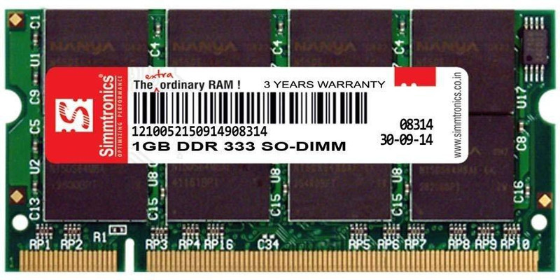 simtronics 1 gb ddr1 333 laptop DDR 1 GB (Single Channel) Laptop (1 gb ddr1 333)