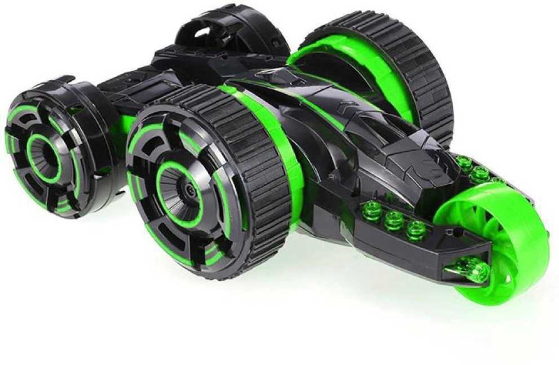 jojoss MKB 5 Round stunt car with LED and 360 spins double side car toys for 4+ kids(Green)