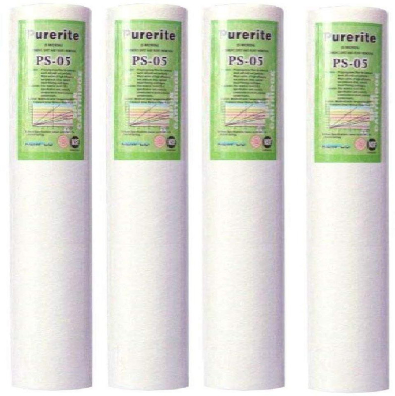 purerite Spun Filter PP Candle 10 Inch Prefilter Inline Cartridge RO Water Purifier Service for Tap Mount Water Solid Filter Cartridge(.5, Pack of 4)