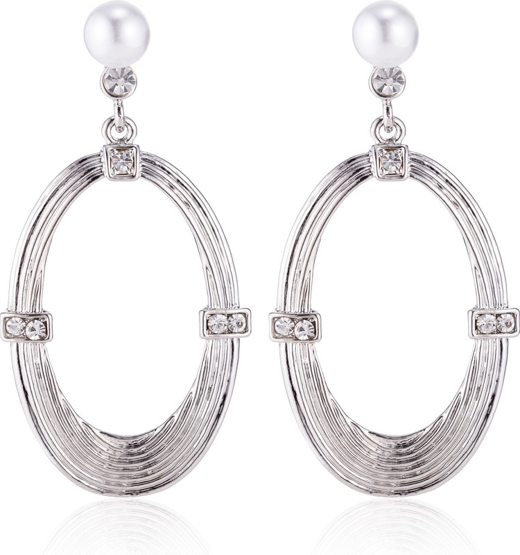saphira Fashion and Fancy Siver Plate Mottled Circle Statement Earrings and Drop Earrings with Party Western Wear Stylish Round Earrings for Girls/Women Stainless Steel Drops & Danglers