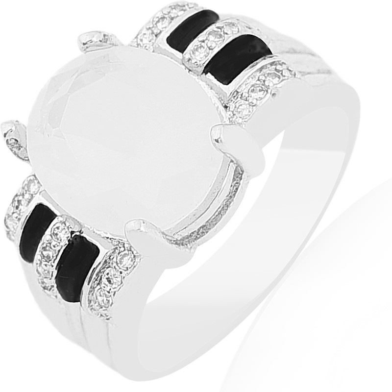 keyline Platinum Plated Trendy Black White American Diamond Stylish Ring For Girls women Copper Cubic Zirconia Platinum Plated Ring
