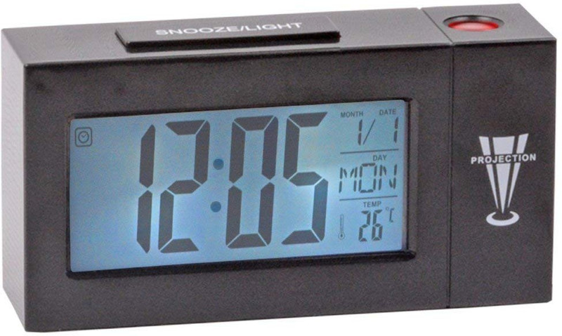 kraftmastes Digital Multi-function LCD Digital Table Desk Clock Alarm Clock Projector Clock with Voice Control Adjustable Time Projection Calendar and Temperature Clock