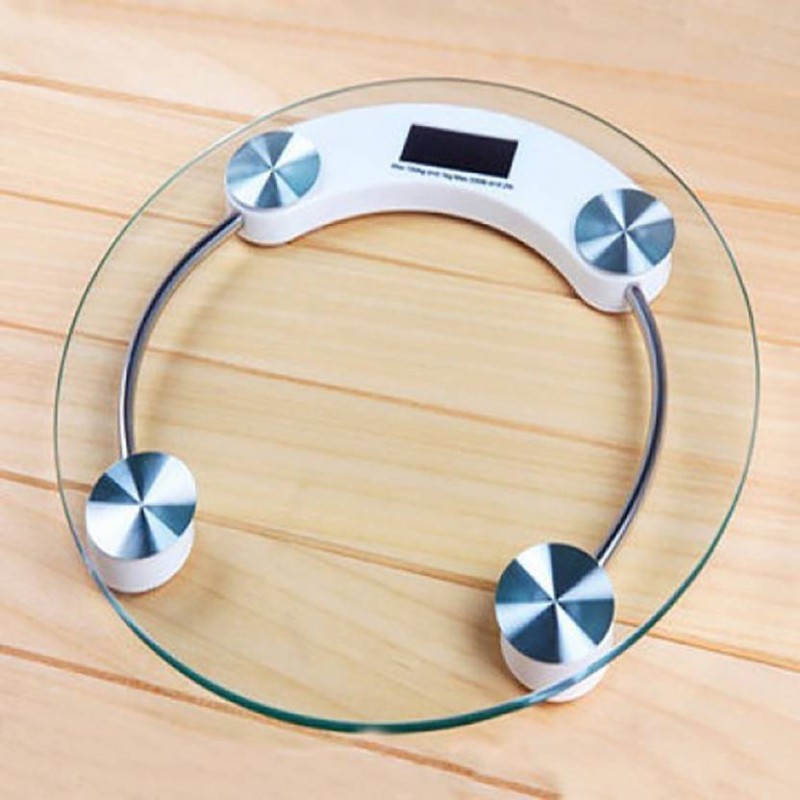 Emmquor glass_circle TRANSPARENT 180KG Weighing Scale(Silver)