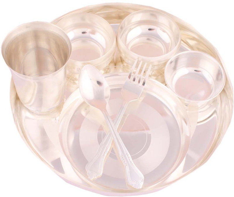 kritya Silver Plated Dinner Set Pack of 8 Dinner Set(Silver Plated)