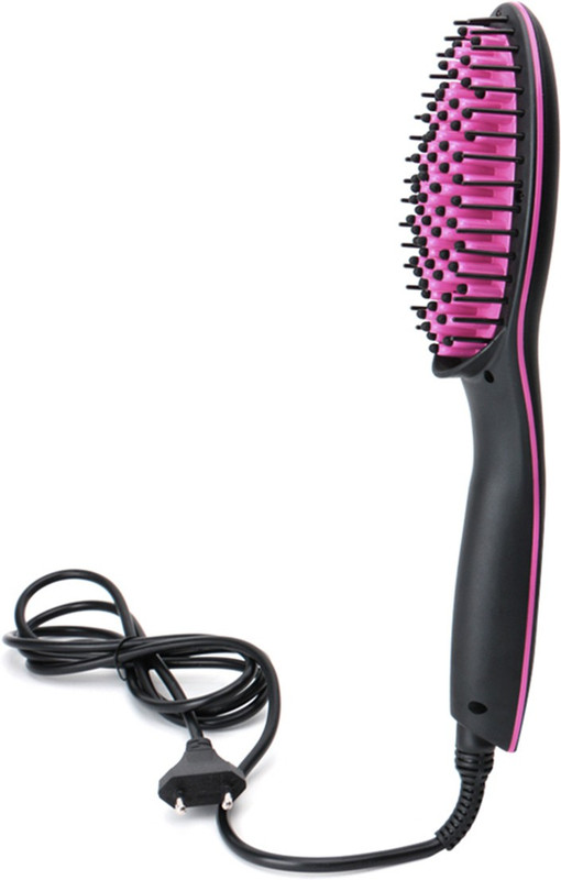 riety fast Hair Brush Ceramic Electric Digital Straight Ironer Curler Lcd Display Temperature CD103 Hair Curler(Black)