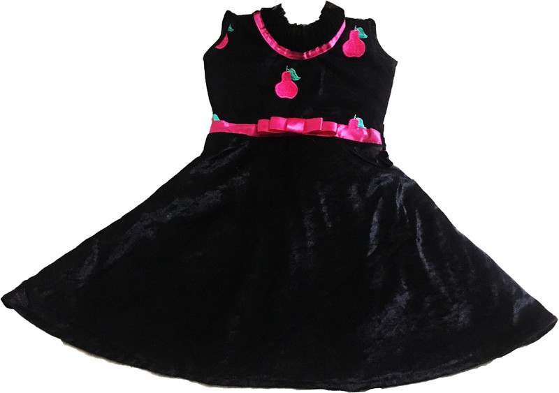 sharon designs Girls Midi/Knee Length Party Dress(Black, Sleeveless)
