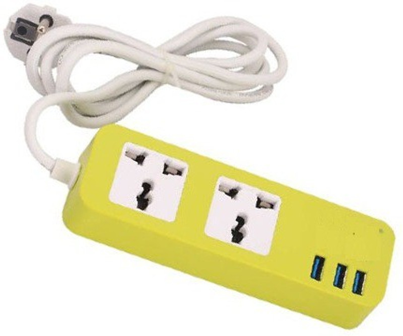 glink Power Strip With USB, Smart Power Strip 2 Outlet, 3 port USB Charger 2 Socket Surge Protector(Yellow)
