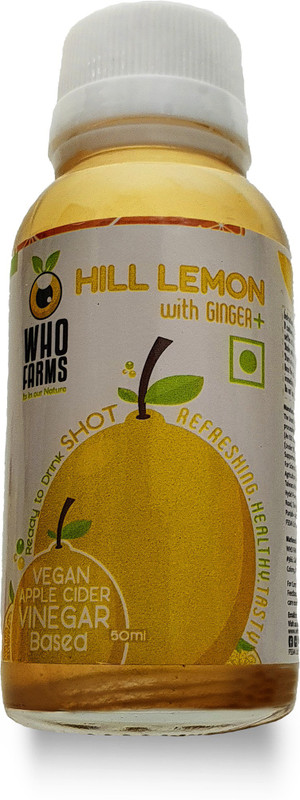 WhoFarms Apple Cider Vinegar Shots - Hill Lemon with Ginger (50 ml - pack of 12) Vinegar(50 ml, Pack of 12) WhoFarms Apple Cider Vinegar Shots - Hill Lemon with Ginger (50 ml - pack of 12) Vinegar(50 ml, Pack of 12)