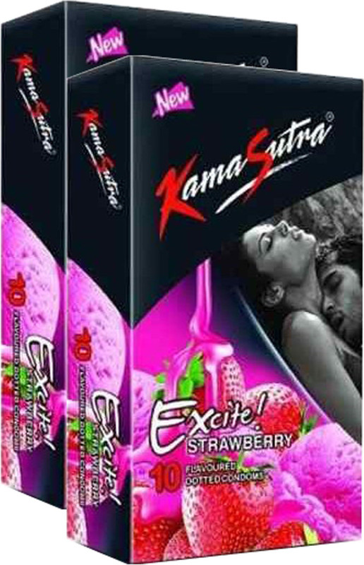 Kamasutra Two Excite STRAWBERRY Condom(Set of 2, 20 Sheets)