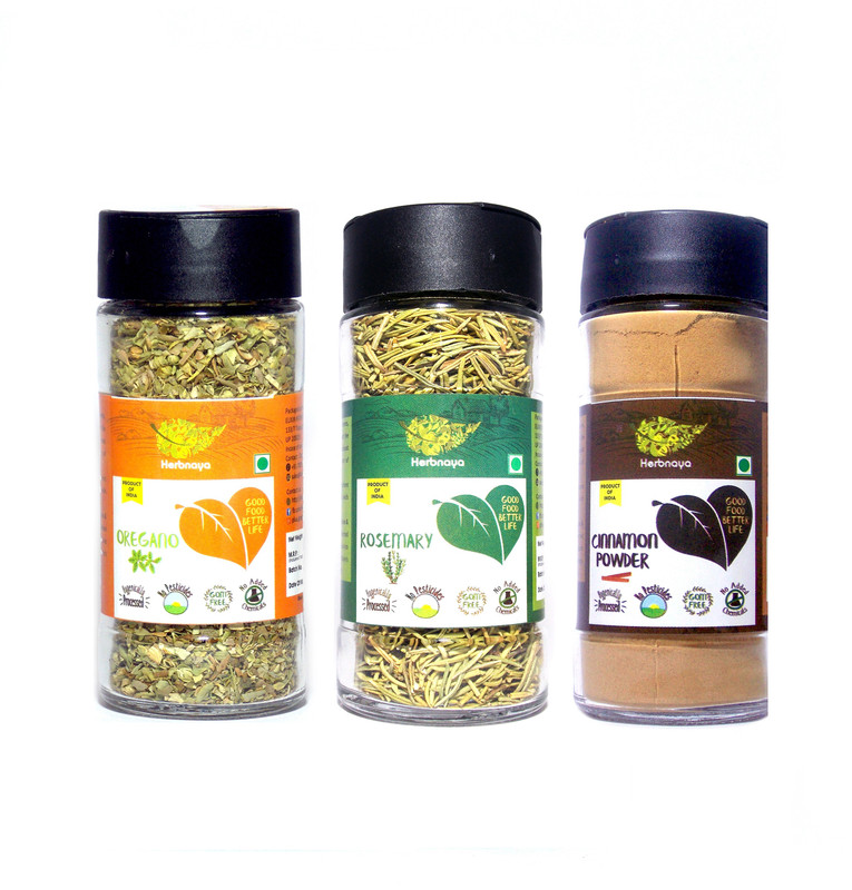 HERBNAYA COMBO PACK OF OREGANO FLAKES (30 GM) + ROSEMARY (28 GM )+ CINNAMON POWDER (50GM) SET OF CULINARY HERBS & SPICES FOR YOUR KITCHEN GOURMET (108 GM)(108 g) HERBNAYA COMBO PACK OF OREGANO FLAKES (30 GM) + ROSEMARY (28 GM )+ CINNAMON POWDER (50GM) SET OF CULINARY HERBS & SPICES FOR YOUR KITCHEN GOURMET (108 GM)(108 g)