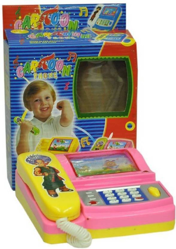 aleswick Musical Phone with Cartoon Moving Screen (Multicolor)(Pink, Yellow)