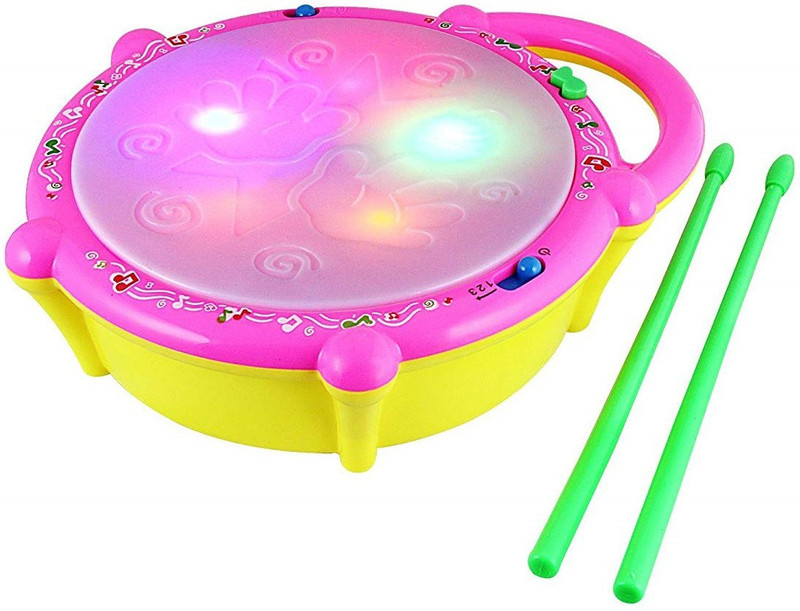 Flabo Flash Drum with Light and Music Toy(Multicolor)