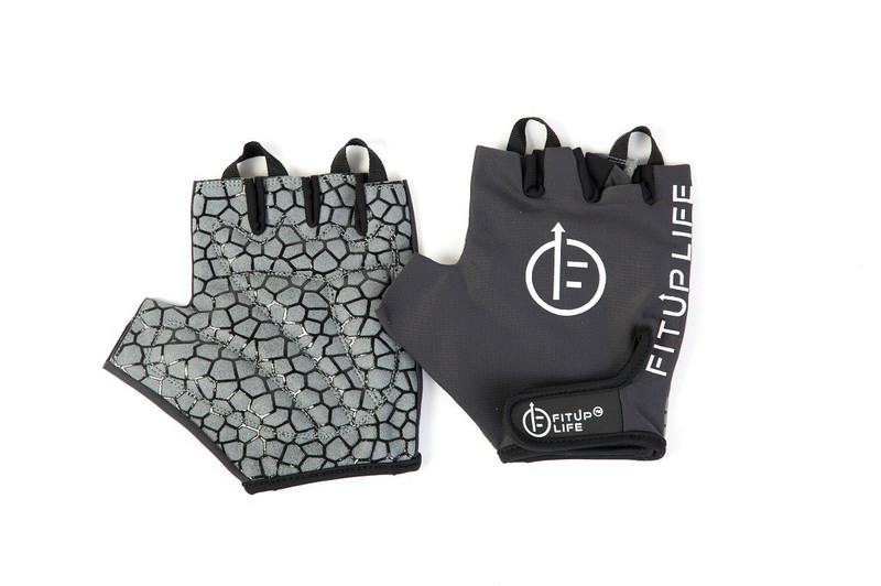Fitup Life  Gym Gloves with Adjustable Velcro Strap & Web Leather Padding  Gym & Fitness Gloves(Black with Grey)