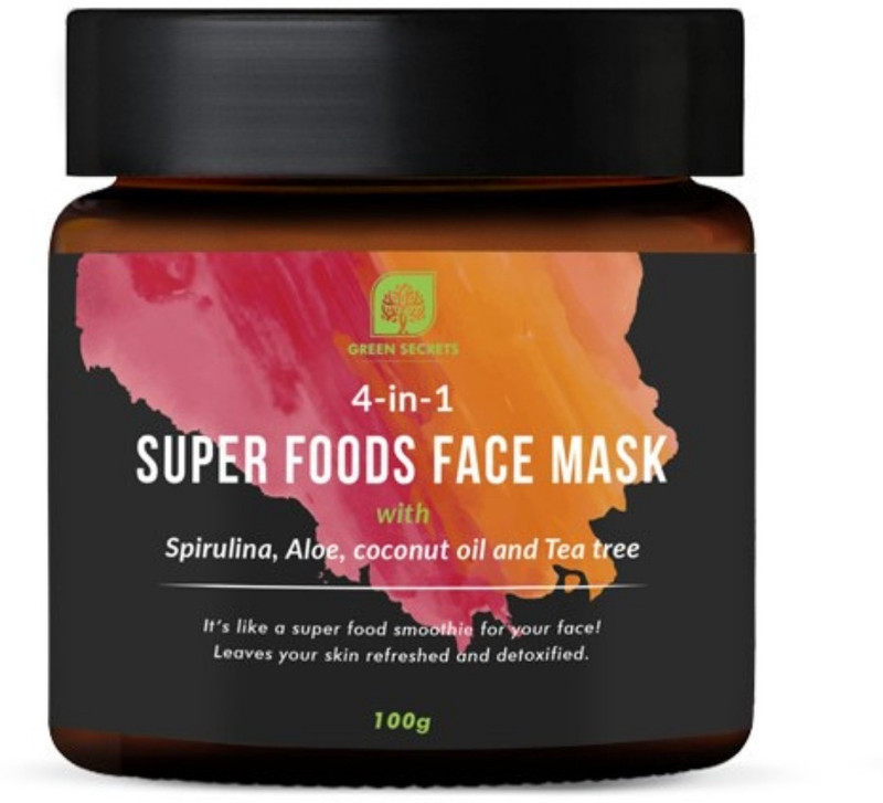 green secrets 4-in-1 Superfood Face Mask And Scrub With Spirulina, Tea Tree, Aloe Vera And Coconut Oil | 100g(100 g)