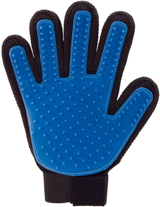 Pet Needs Grooming Glove - Gentle Deshedding Brush Glove - Efficient Pet Hair Remover Mitt - Enhanced Five Finger Design - Perfect for Dog & Cat with Long & Short Fur Grooming Gloves for Dog & Cat(Blue, Medium)