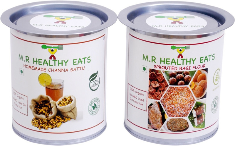 M.R Healthy Eats Combo Pack of Organic chana Sattu and Organic Sprouted Ragi (Pack of 2 500g each) 1000 g(Pack of 2)