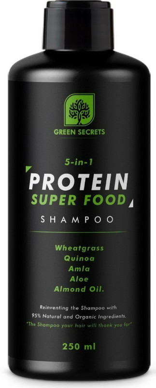 green secrets 5-in-1 Protein Superfood Shampoo With Wheatgrass, Quinoa, Amla & Aloe Vera | Anti Dandruff & Anti Hairfall | 250 ml(250 ml)