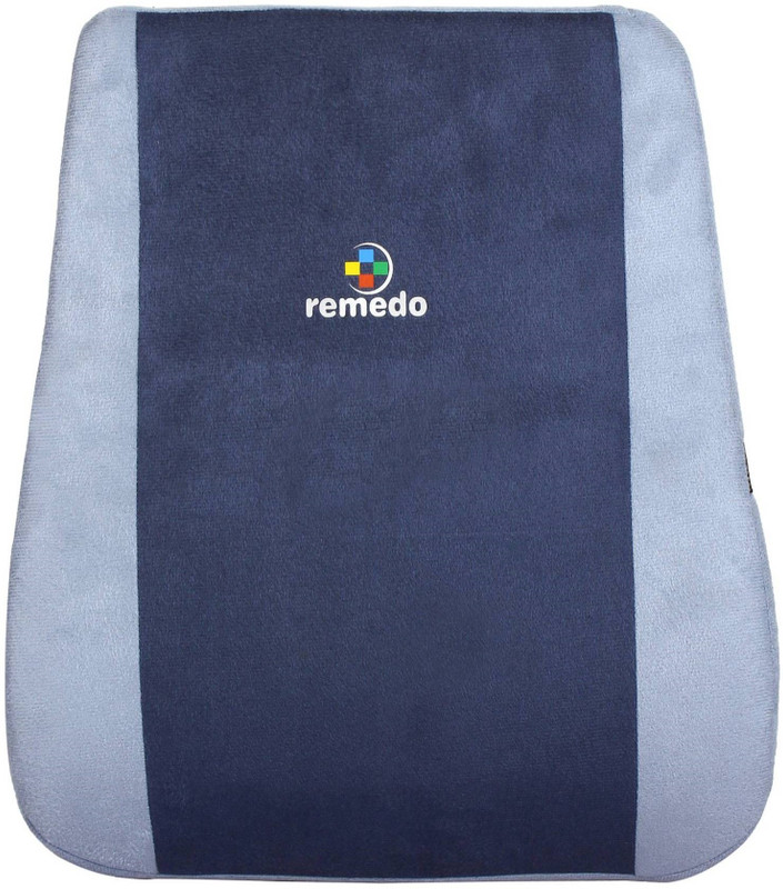 remedo Back Support Cushion Lumbar Support(Blue, Grey)