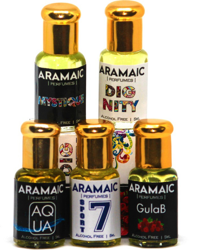 Aramaic COMBO | PACK OF 5 |PREMIUM ATTAR | SPORT | AQUA | GULAB | DIGNITY | MYSTIQUE | 5 ML | ALCOHOL FREE Floral Attar(Floral)