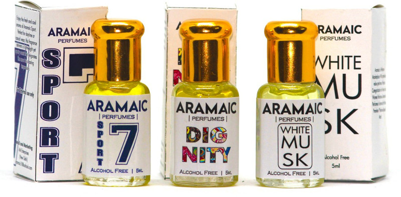 Aramaic COMBO PACK | PACK OF 3 |PREMIUM ATTAR | SPORT | DIGNITY | WHITE MUSK | 5 ML | ALCOHOL FREE Floral Attar(Floral)