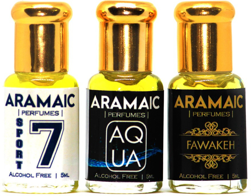 Aramaic COMBO PACK | PACK OF 3 |PREMIUM ATTAR | SPORT | AQUA | FAWAKEH | 5 ML | ALCOHOL FREE Floral Attar(Floral)
