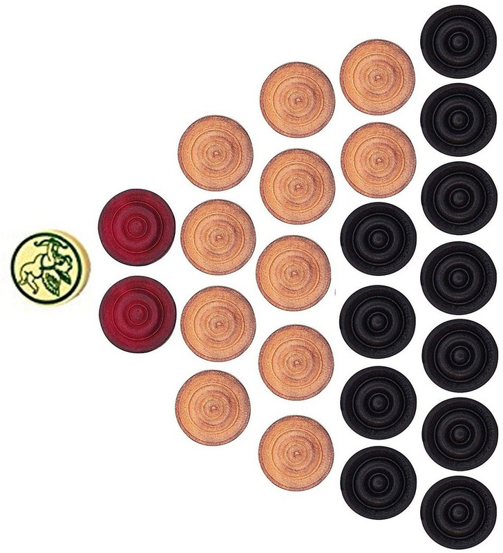 SPORTSHOLIC 24 Pcs Wooden Carrom Coins Set With Striker And Powder For All Carrom Boards Carrom Pawns(Pack of 24)