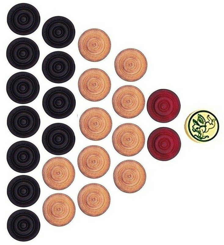 SPORTSHOLIC 24 Pcs Wooden Carrom Coins Set With Striker And Powder For All Carrom Boards Carrom Pawns(Pack of 24)