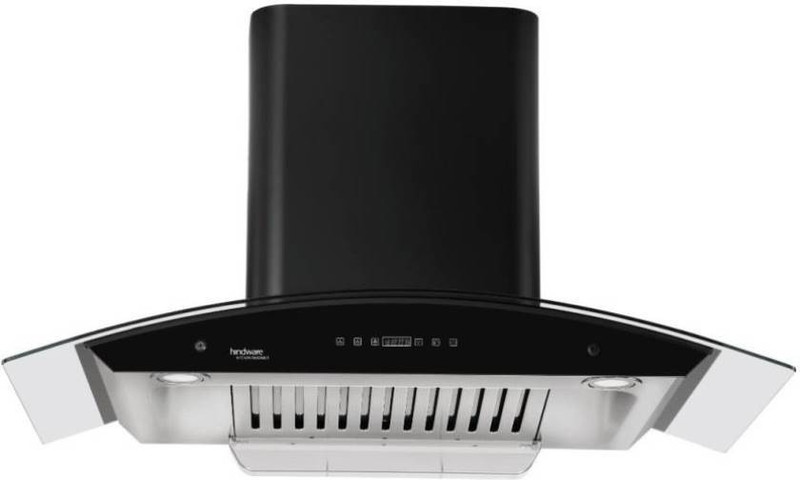 Hindware Cleo Heat Chimney 90cm 1200m3/hr Black Auto Clean Wall Mounted Chimney(Black, Stainless Steel 1200 CMH)