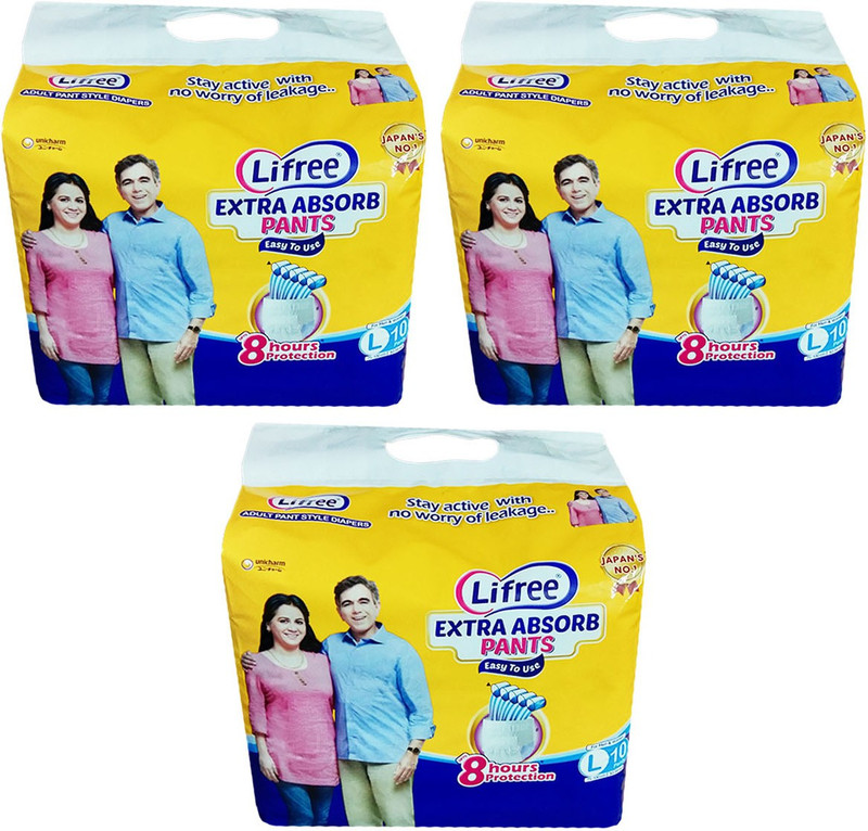 LIFREE ADULT PANT STYLE DIAPERS Adult Diapers - L(30 Pieces)