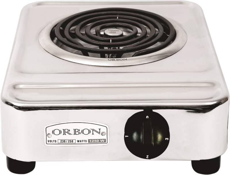 Orbon 1250 Watt Big Rectangular Silver Chrome G Coil Stove Hot Plate Induction Cooktop Electric Cooking Heater(1 Burner)