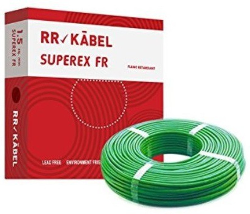 rr electric PVC INSULATED 1.5 sq/mm Green 90 m Wire(GREEN)