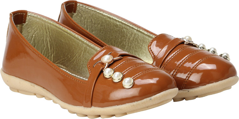 calzino Girls Slip on Ballerinas(Brown)