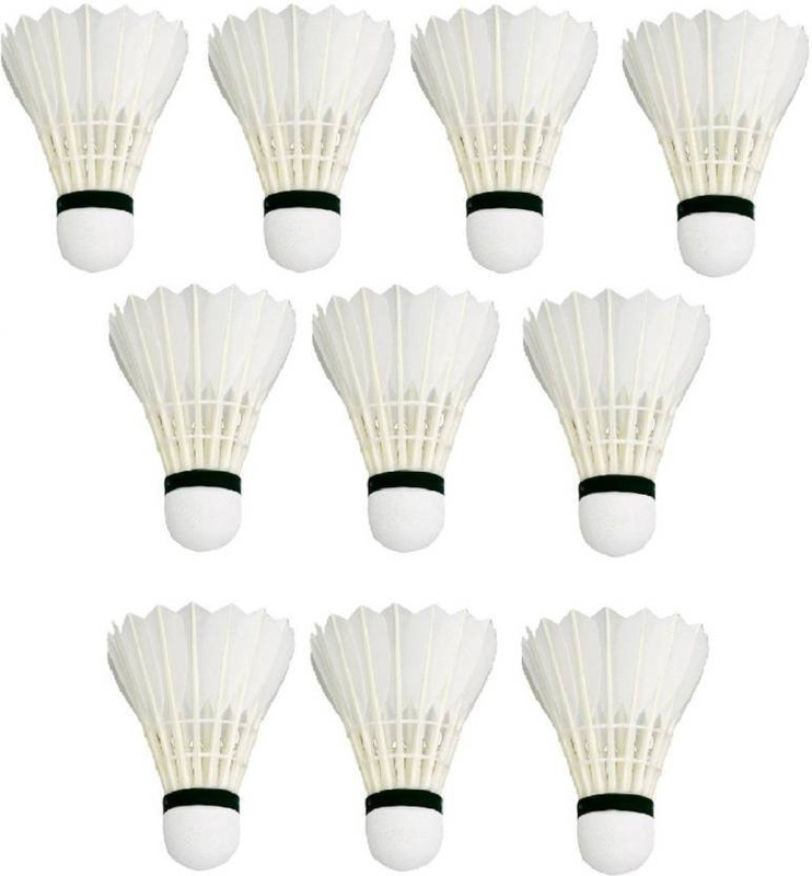 skyward Feather Badminton Shuttlecock 10 Pics Feather Shuttle  - White(Medium, 77, Pack of 1)