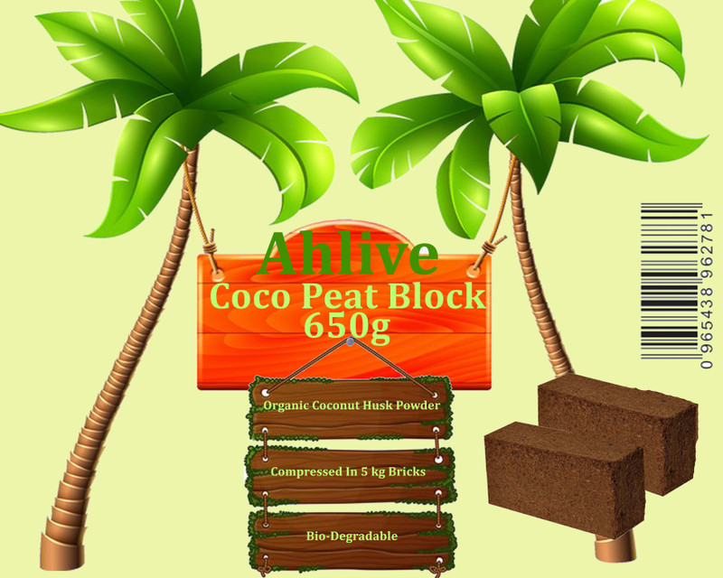 ahlive Coco Peat Brick 650 Grams - (2*650)(Expands Upto 5 Lit of Coco Peat Powder.) Soil Manure(650 g Cake)